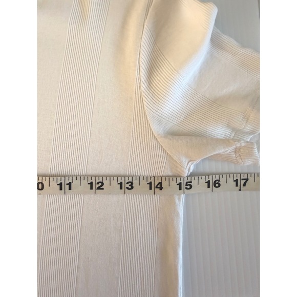 GOLDIE LEWINTER Pima Cotton Ribbed Knit Midi Dress White Short Sleeve Size S - Picture 6 of 8